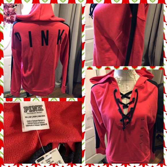 PINK Victoria's Secret Tops - BNWT Pink Victoria’s Secret Lace Up Sweatshirt